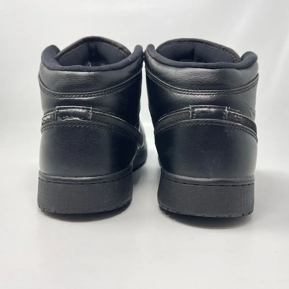 Nike Air Jordan 1 Mid Triple Black Sneakers Youth Size 7Y 8.5 Women’s 554725-090